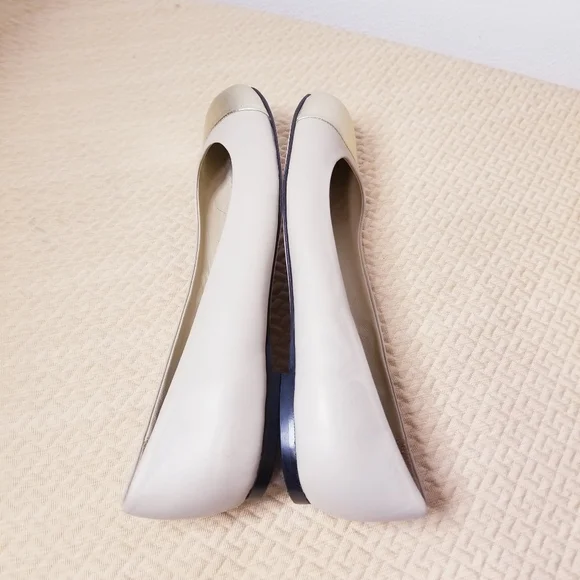 Garnet Hill Leather Beige/gold Ballet Flats - Picture 6 of 7